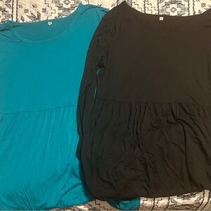 Source Unknown Teal and Black Maxi Dresses